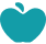 A simple blue apple icon with a small leaf on top.